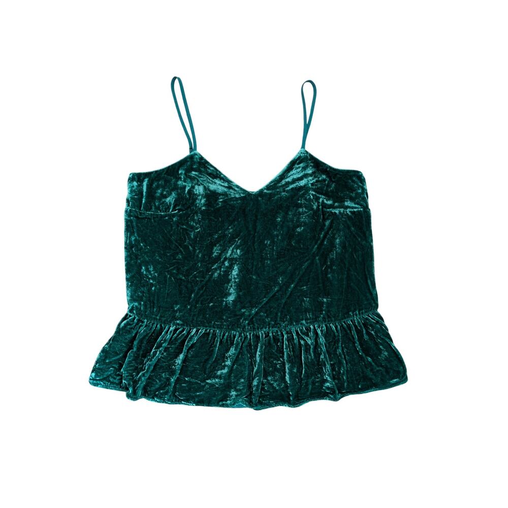 J.Crew Peplum Top Womens Sz 0 Kelly Green Velvet Burnout Silk Whimsigoth Fairy
